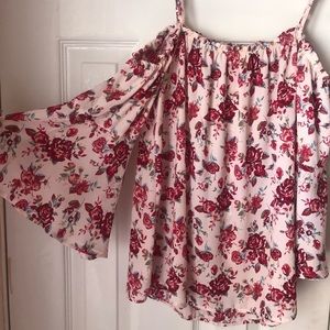 off the shoulder, floral blouse